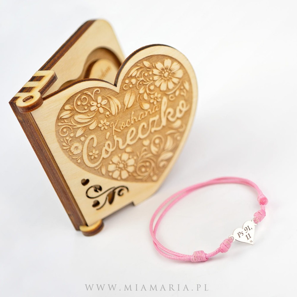 Bransoletka z serduszkiem Ps 91,11 (MiaMaria) i pudełeczko