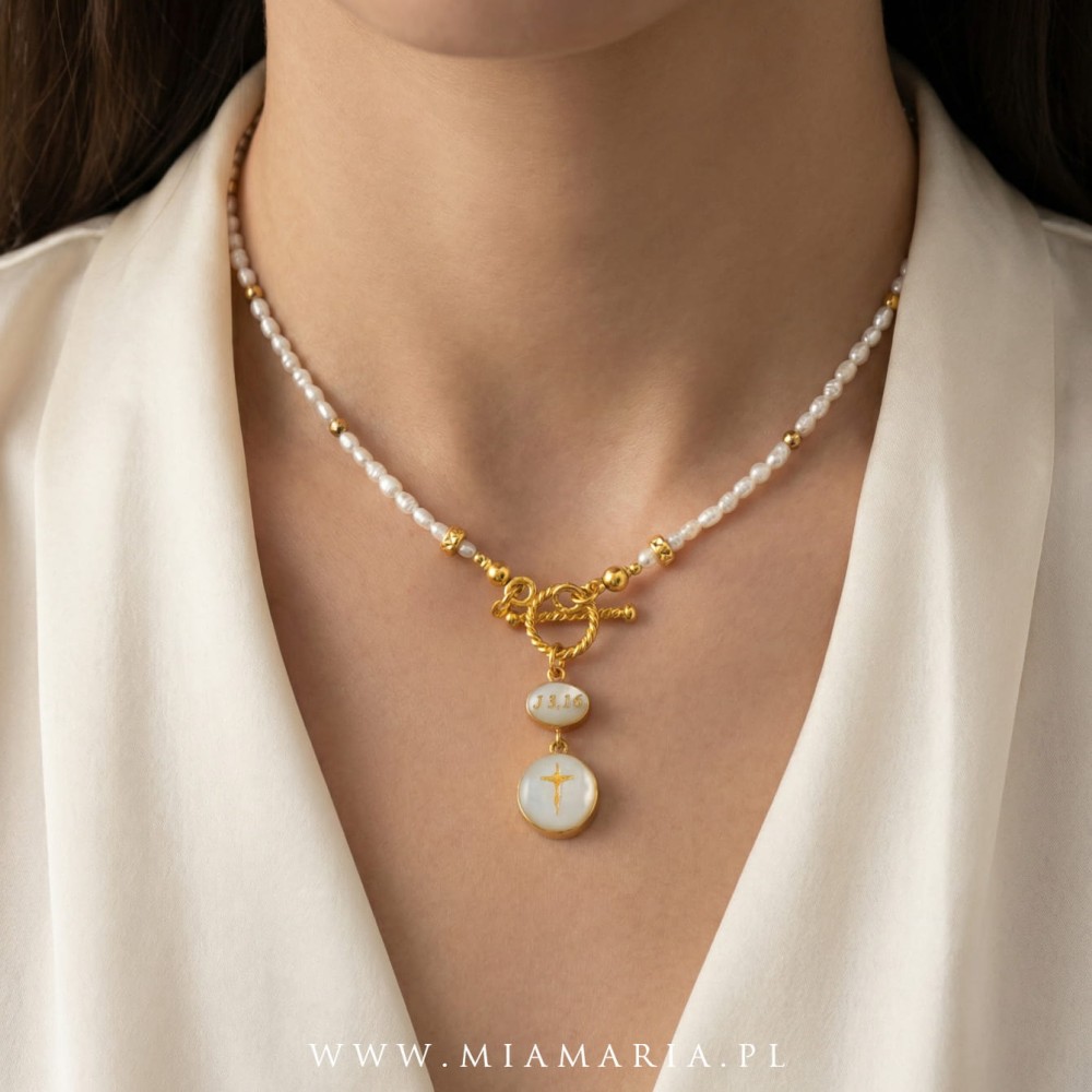 Naszyjnik (Mia Maria) Perełkowy „J 3, 16/❤”