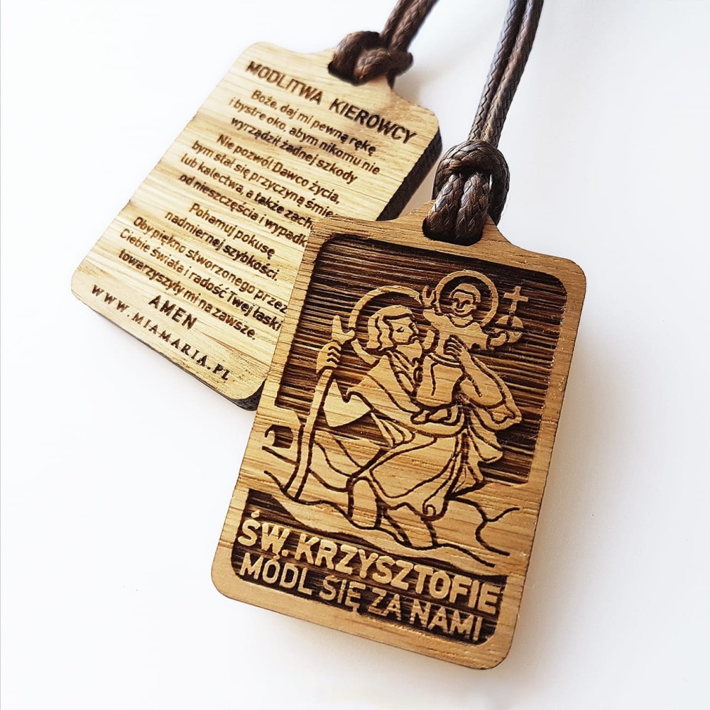 Drewniany breloczek dla Kierowcy (św. Krzysztof)