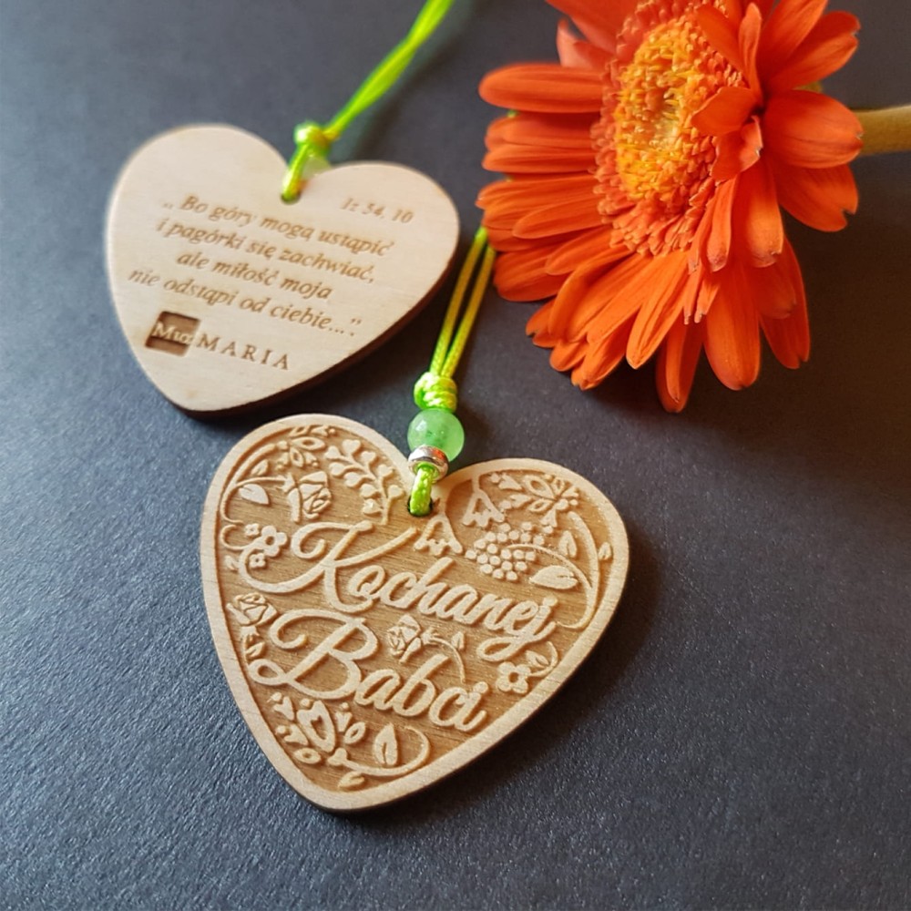 Drewniany Breloczek „Serce” dla Babci