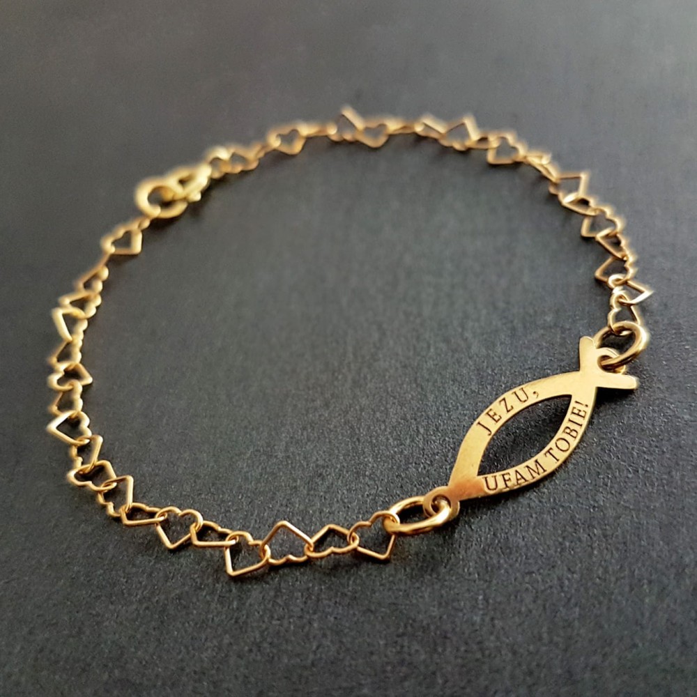 Bransoletka (Mia Maria) „Jezu Ufam Tobie” II (serduszka)