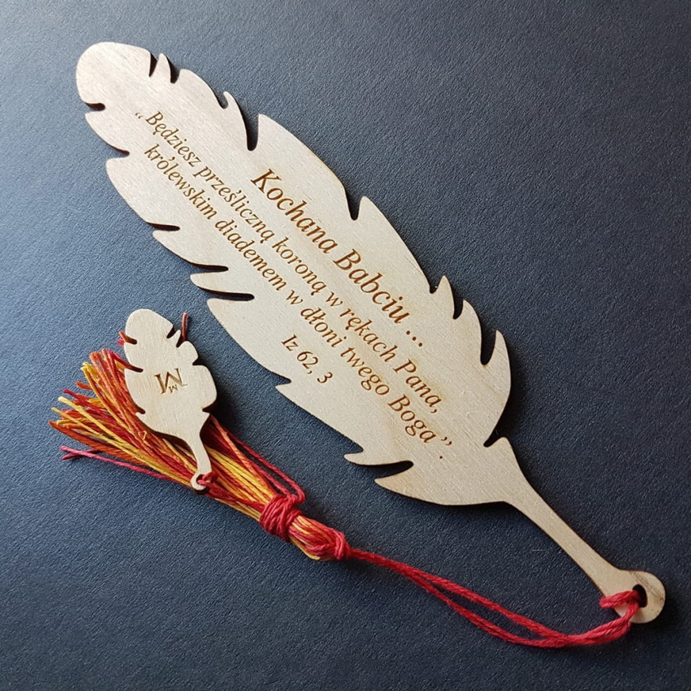 Drewniana Zakładka „Pióro” dla Babci