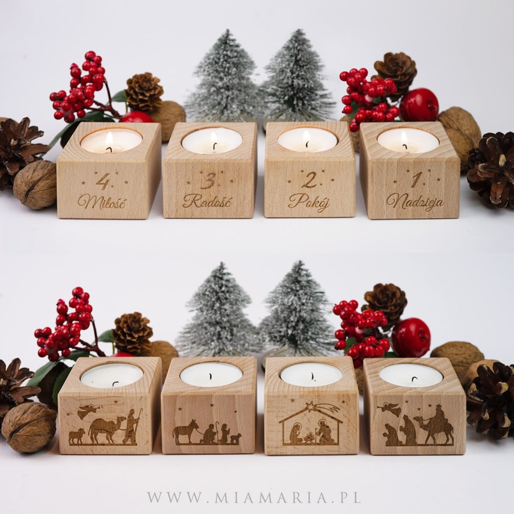 Komplet 4 świeczników (MiaMaria) Adwent, Boże Narodzenie