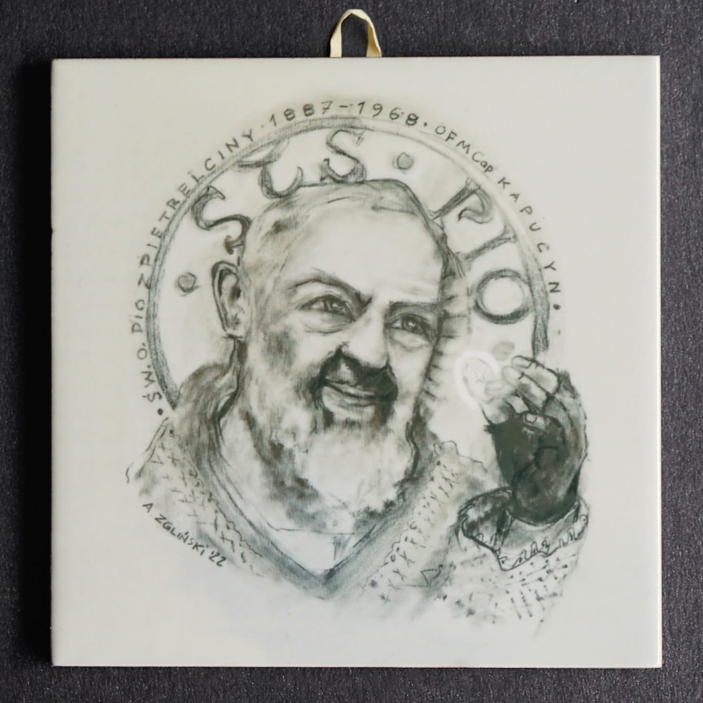 Św. Ojciec Pio (Mia Maria) ikona ceramiczna